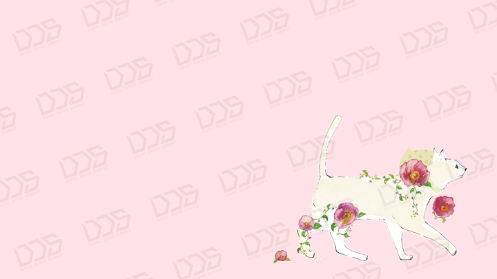 Dds デジタルデザインサイネージ 手描きイラスト 猫と花のテンプレート
